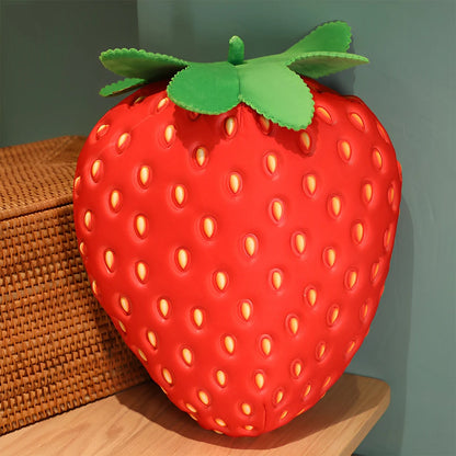 Strawberry Pillow Decorative Cute Throw Pillow Soft Plush Simulation Strawberry Shaped Cushion Backrest Pillow for Girl Gift