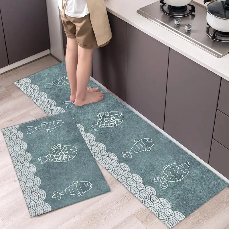 Kitchen Floor Mats Household Oil-absorbent Non-slip Floor Mats Water-absorbent Dirt-resistant Fall-resistant Floor Mats