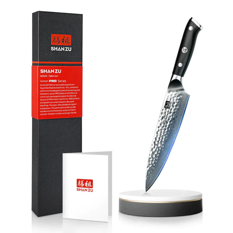 SHANZU Santoku Kitchen Knives, damaskus steel knife, Ergonomic Fiberglass,  G10 Handle, Best Sharp High-Carbon Knives, 7
