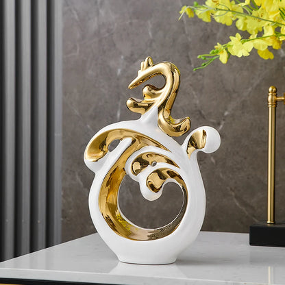 Modern Ceramics Statue Figurine Home Decor Abstract Ornaments Decoration for Living Room Office Centerpiece Desk Souvenir Crafts