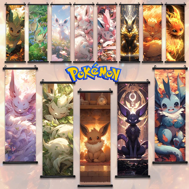 Pikachu P-Pokemon Japanese Anime Eevee Peripheral Poster Modern Room Decoration Picture Charizard Canvas Painting Wall Decor