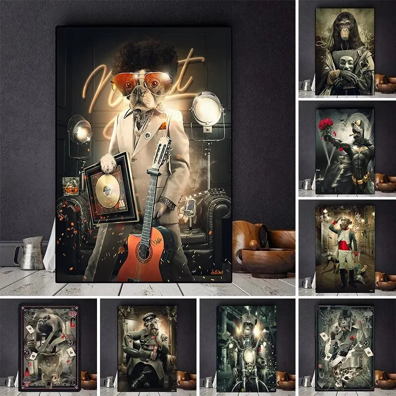 Sylvain Binet Artwork Canvas Painting Fictional Character Macaque Abstract Wall Picture for Living Room Home Decor Unique and St