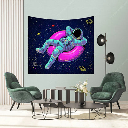 Space Astronaut Tapestry Colorful Stars Galaxy Tapestries Wall Hanging Planet Tapestry Bedroom Decor Aesthetic Background