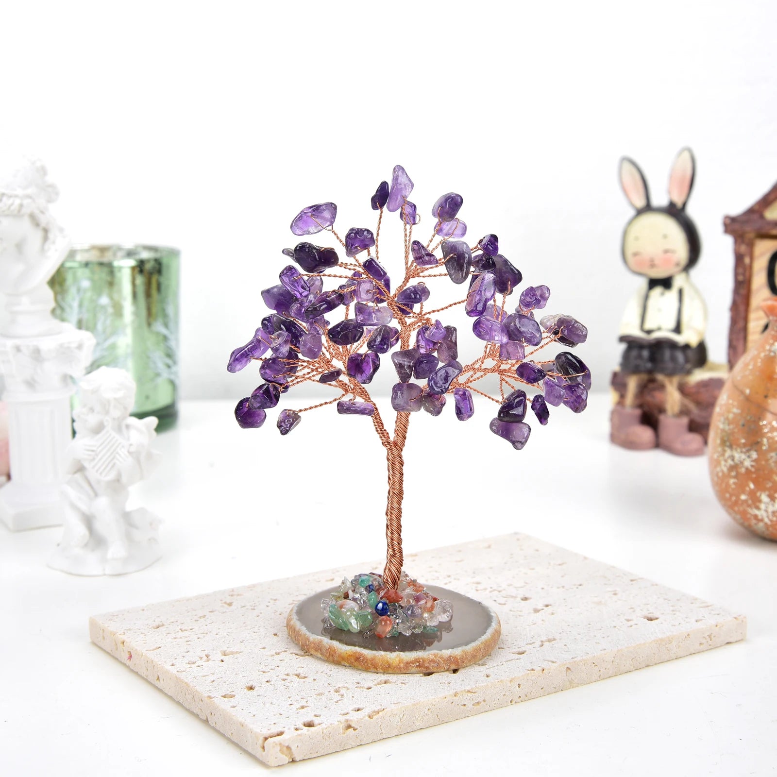 amethyst money tree Lucky Crystal Tree Random Stone Base Natural Amethyst Money Tree for P – acacuss