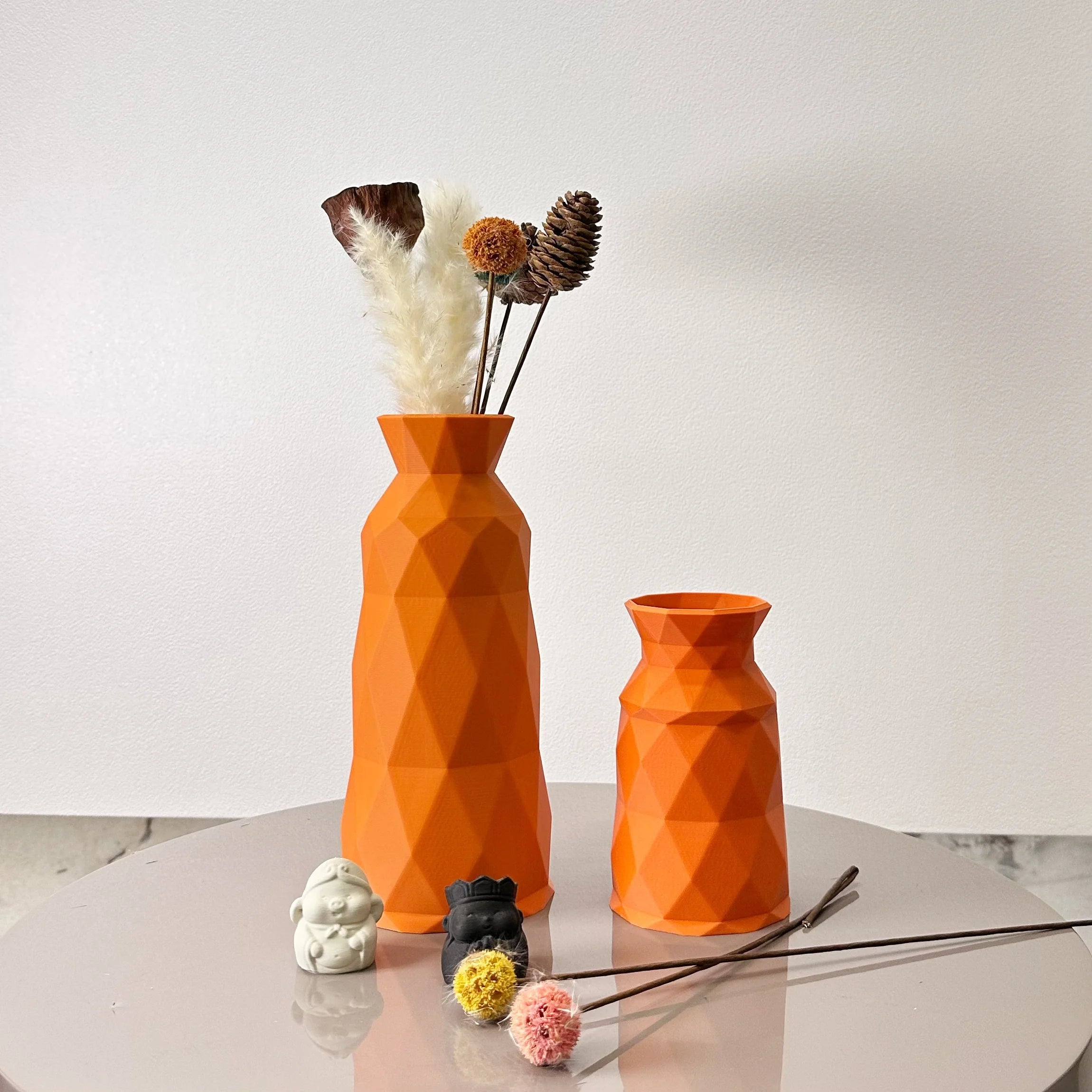 2 Piece Art Geometric Vase, Geometric Dry Vase, Multiple Color Options, Suitable for Home Decoration Vase Ornaments, Office Vase