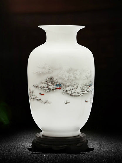 Vaso in ceramica Jingdezhen Vasi tradizionali cinesi vintage Decorazione domestica Vaso per animali Articoli per l'arredamento con superficie liscia e fine
