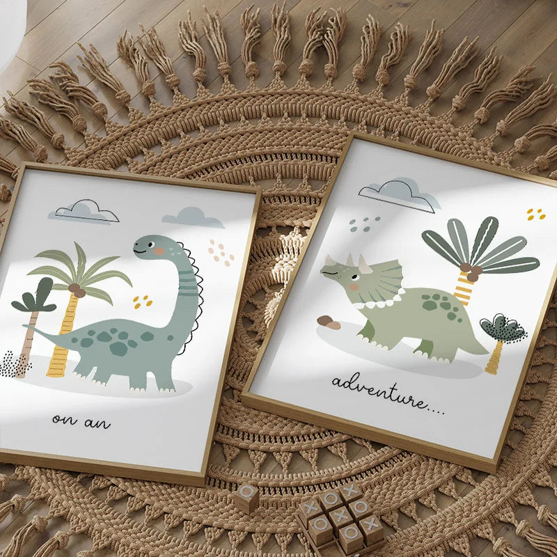 Jurassic Period Dinosaur Earth Custom Baby Name Wall Art Canvas Painting Nordic Posters And Prints Wall Pictures Kids Room Decor