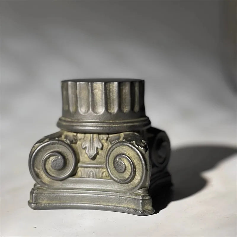 Mini Roman Pillar Statue European Style Vintage Photography Prop Versatile Desktop Decor Art Sculpture with Antique Finish