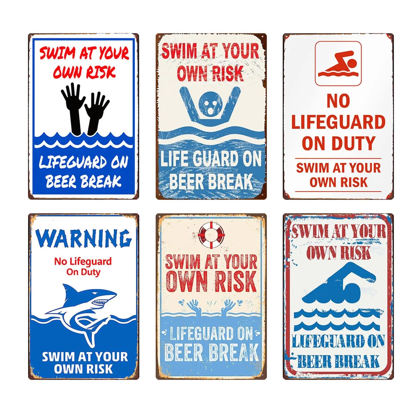 Swimming at Your Risk Risks Pool Pool Pool Sign Plate Plate Plate for ...