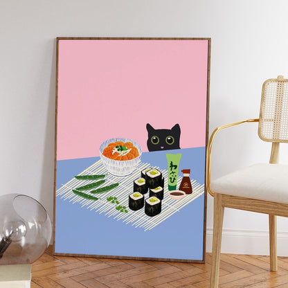 Coreano Food Street Kimchee Poster Stampa Moderna Black Cat Picnic Cucina Wall Art Canvas Painting Decor Home Pasqua Kidroom