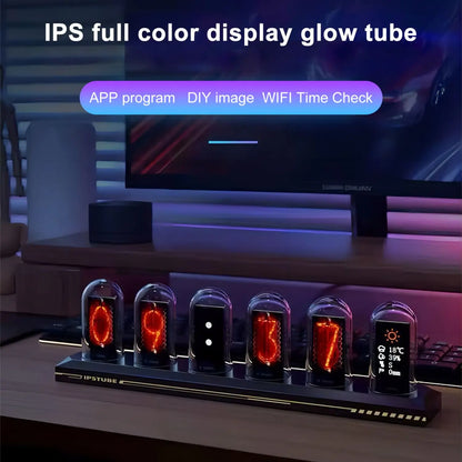 RGB Glow Tube Clock DIY LED Electronic Nightlights Silent Table lamp Digital Watch Decoration for Home Desktop Decoration