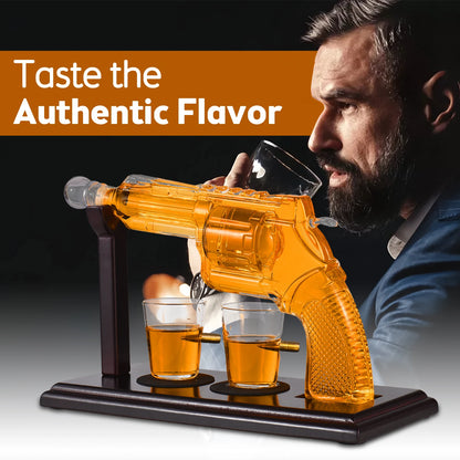 Whiskey Decanter Sets for Unique Whiskey Gifts for Men 8.5 OZ Pistol Shaped Cool Liquor Dispenser for Home Bar Drinking Party