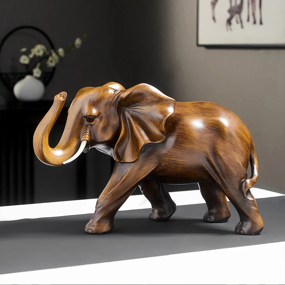New Classical Style Lucky Elephant Figurine Home Decor Simple Living Room Decorations TV Cabinet Ornament Housewarming Gifts