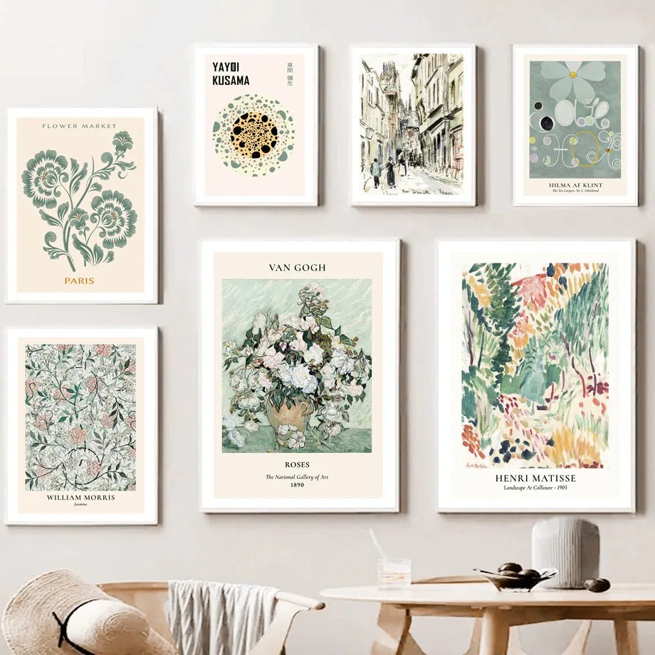 Henri Matisse Van Gogh Morris Wall Art Canvas Painting Abstract Exhibition Mid Century Posters Prints Pictures Living Room Decor