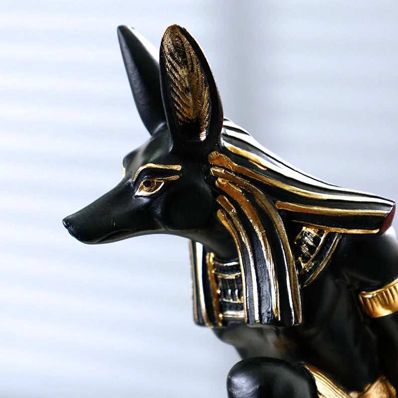 NORTHEUINS Resin Anubis Dog God Wine Rack Figurines Bastet Bottle Holder Egypt Cat Statue Restaurant Cabinet Tabletop Decor Item