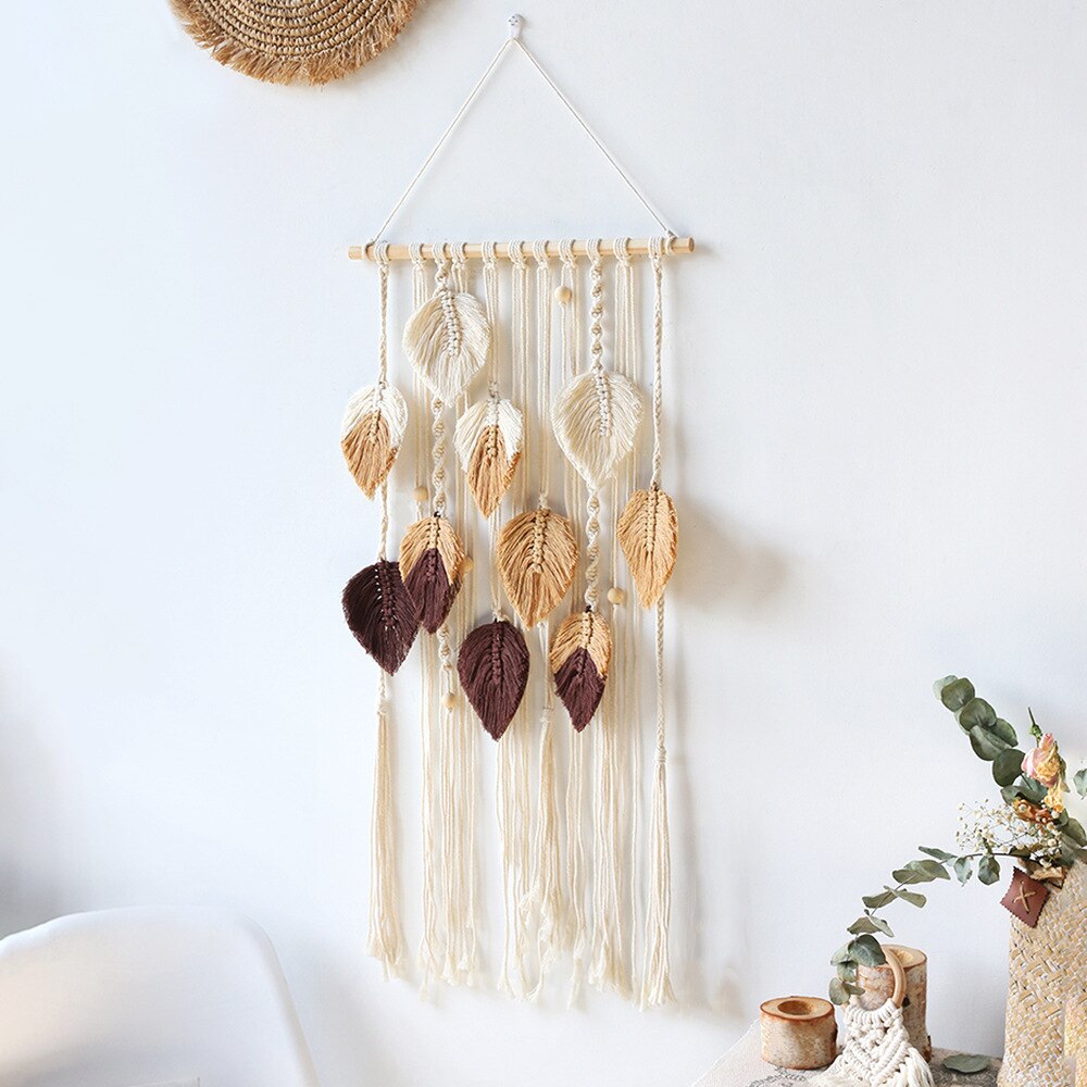 Black Beaded Bohemian Macrame Wall Hanging