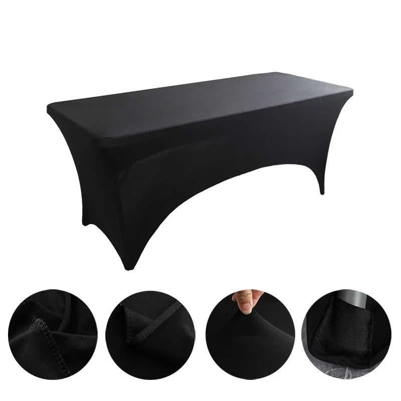 Solid color Spandex Tablecloth for Hotel wedding party banquet 4FT 6FT 8FT Elastic fabric Table cover custom Logo