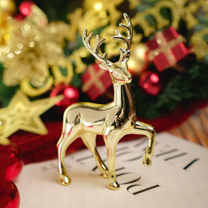 Gold Deer Statue Reindeer Figurines Resin Elk Sculpture Living Room Luxury Home Decor Christmas Decoration Tabletop Ornaments