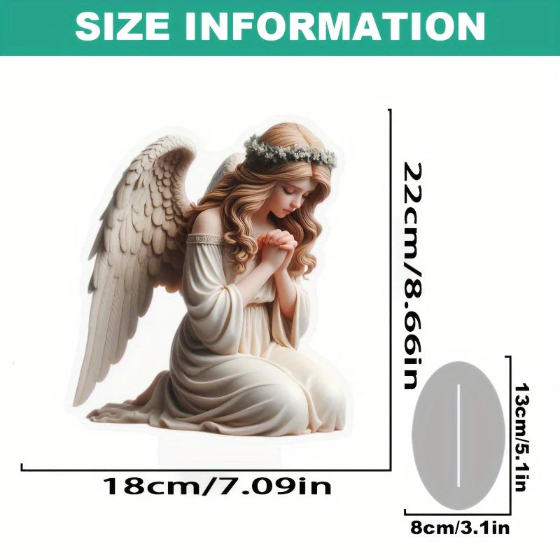 1 Elegant Prayer Angel, Decorative Plaque/2D Flat Decoration/perfect for Decorating Family Living Room Desk