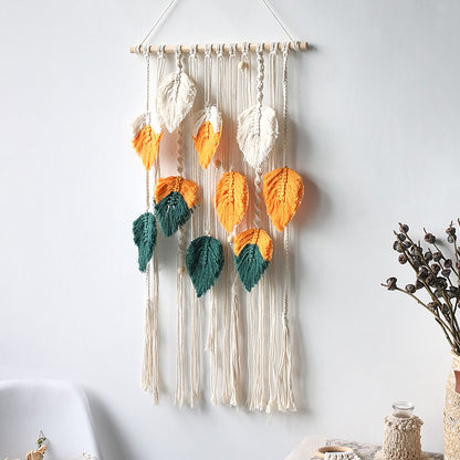 Makramee DIY Feder Blätter Tapisserie Material Tasche Komplettes Zubehör Set Kreative Zimmer Wandbehang Böhmische Dekoration 