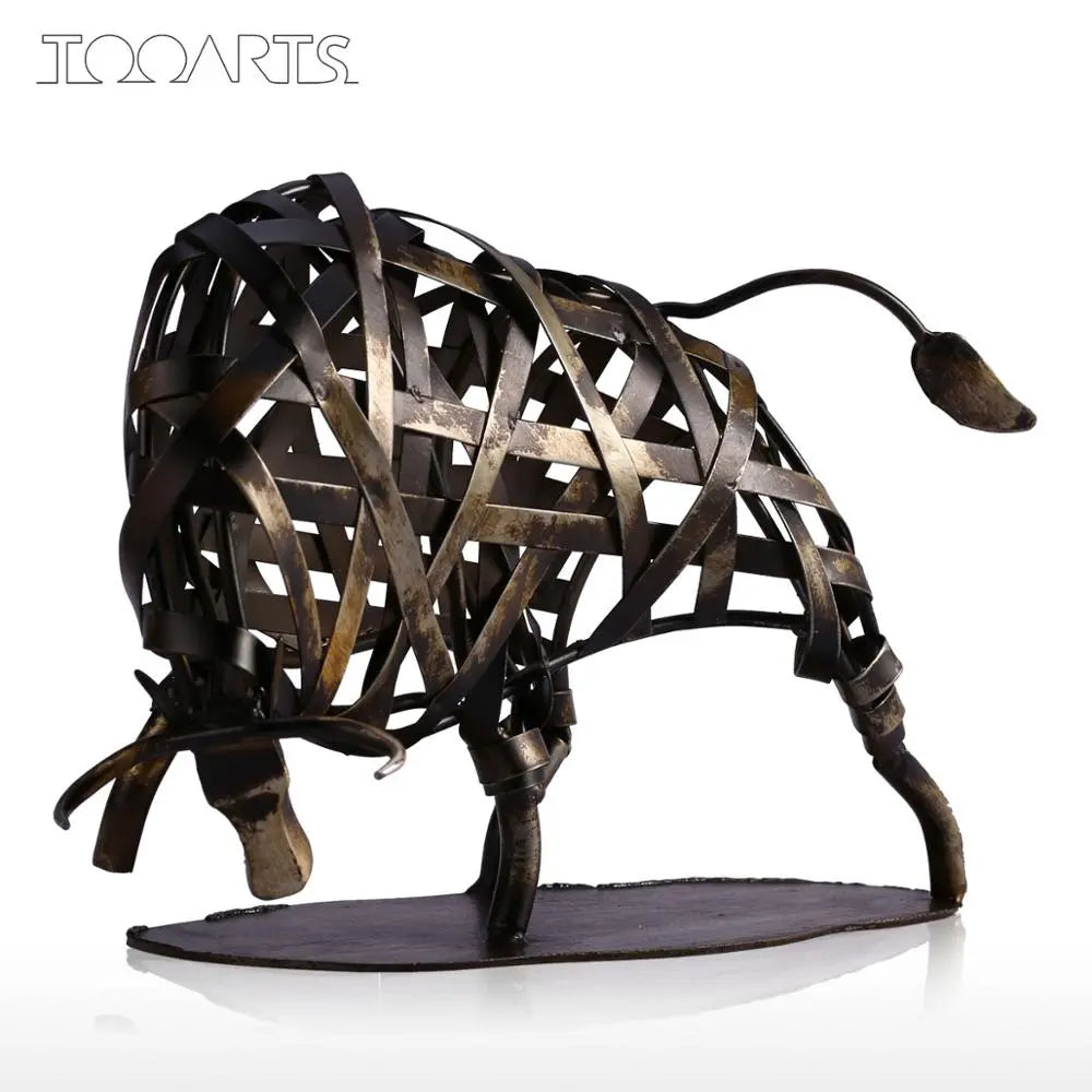 TOOARTS Durable Iron-made Braided Cattle Metal Sculpture Home Furnishing Articles Handmade Craft Articles for Home Office Decor
