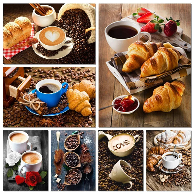 Modern Bread Coffee Canvas Paintings And Prints HD Pictures Wall Art For Living Room Home Kitchen Restaurant Decor Frameless