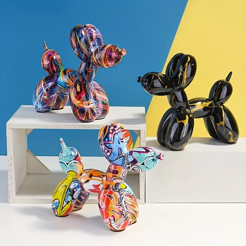 Fashion Graffiti Balloon Dog Statue Home Desktop Decoration Painting Color Art Animal Ornament