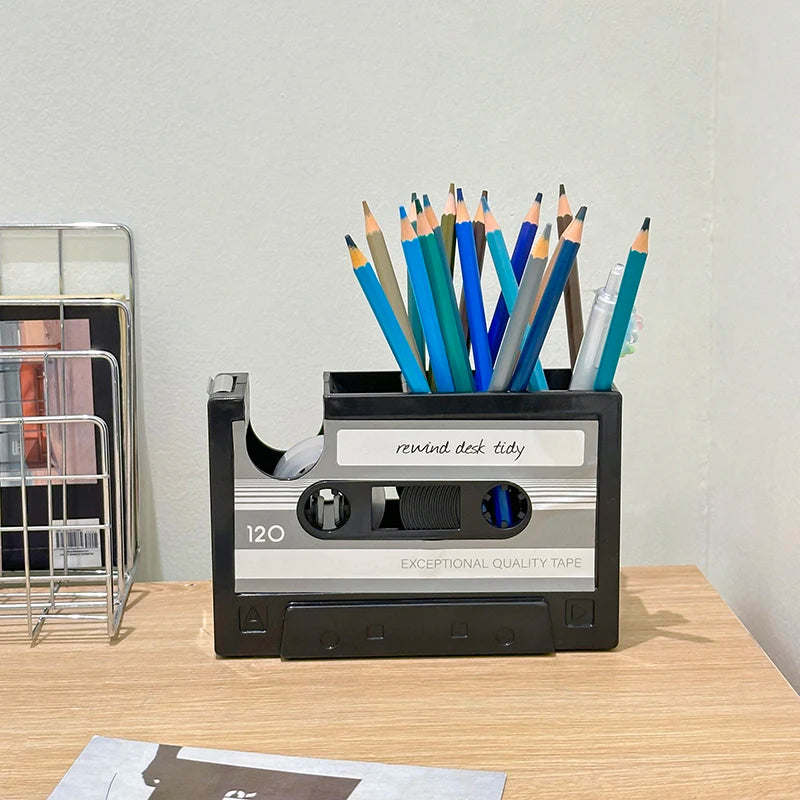 Vintage Tape Pen Holder Dispenser Abs Resin Desktop Storage Box Office Stationery Storage Box Desktop Decoration