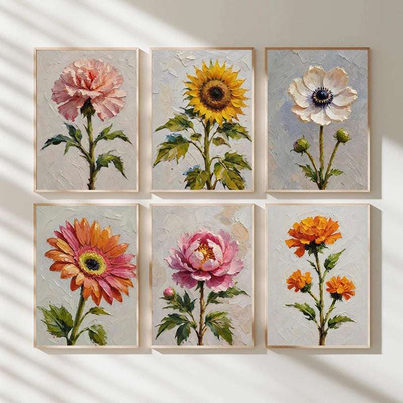 Retro Aesthetics Tranquility Plants Flowers Illustrations Posters Canvas Printing Oil Painting Living Room Bedroom Home Decor