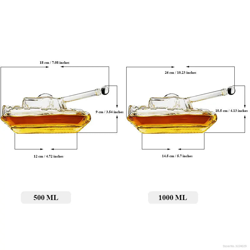 Tank Whiskey Decanter- Army Gifts for Men - Glass Tank Gift - Bourbon and Scotch Decanter - Military Veteran Gifts