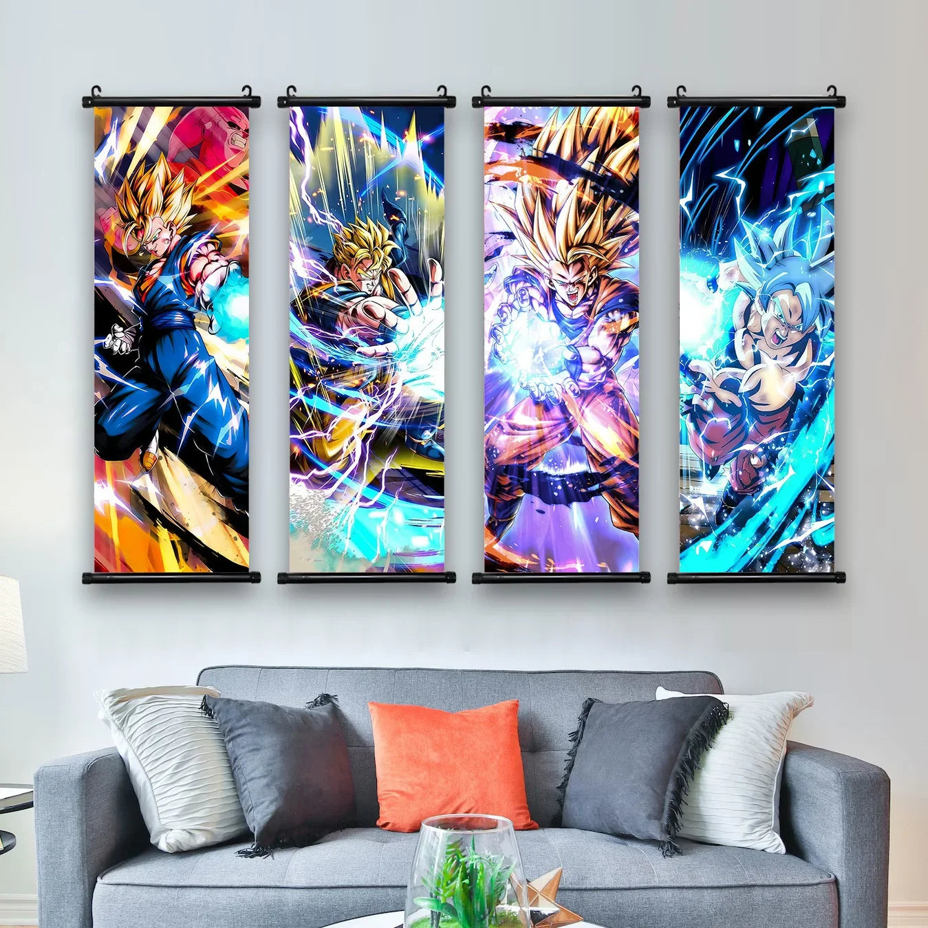 Printed Dragon Ball Poster Anime Wall Artwork Goku Pictures Bejīta Painting Canvas Super Saiyan Hanging Scrolls Home Room Decor