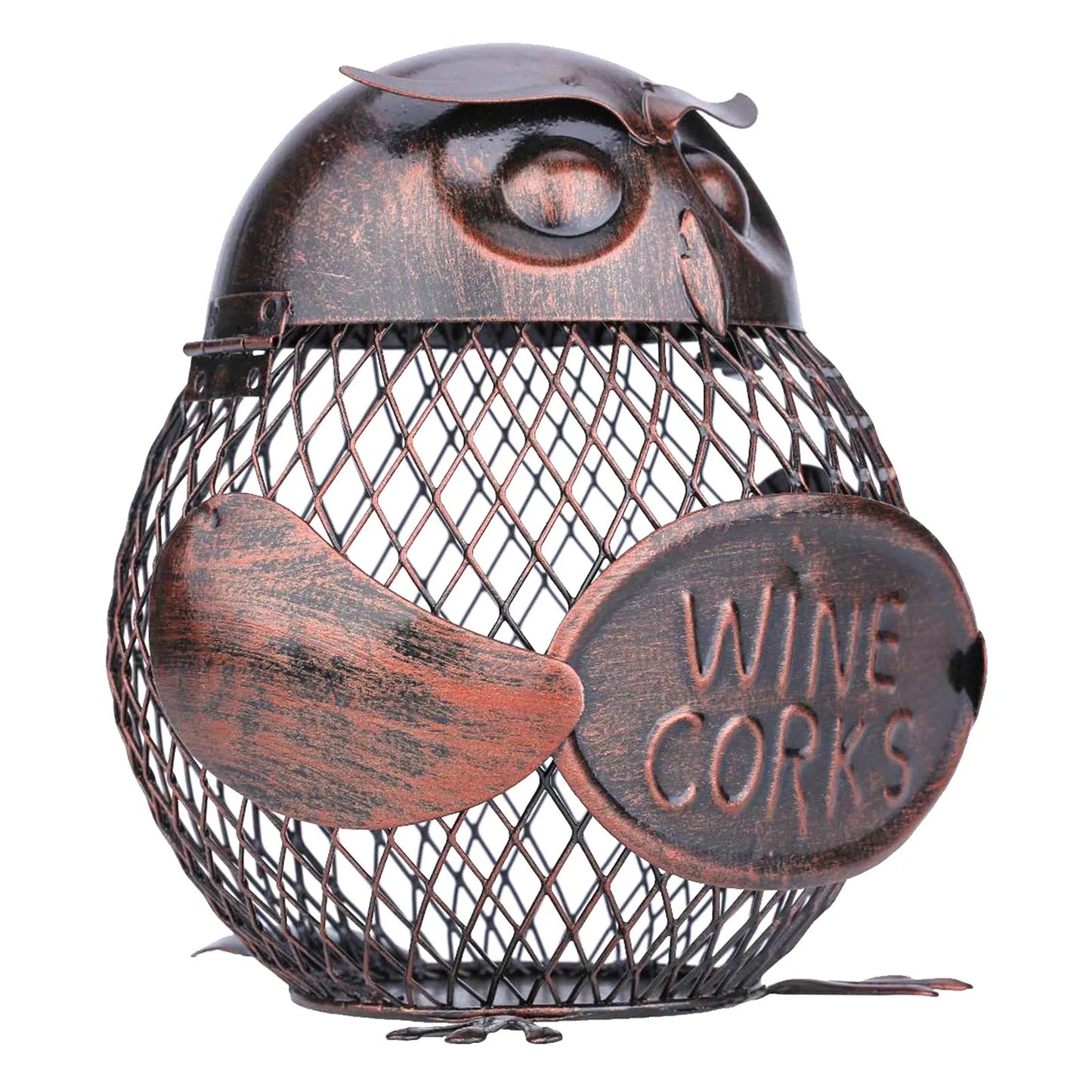 Owl Bottle cork container Iron art Practical decoration Owl mesh winebottle holder Creative sculpture wine holder Crafts
