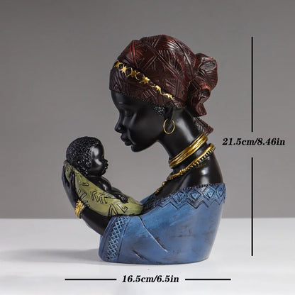 Resin Ethnic Style African Woman Figurines Creative Mother and Child Abstract Statue Interior Decoration Accessories  Ornaments