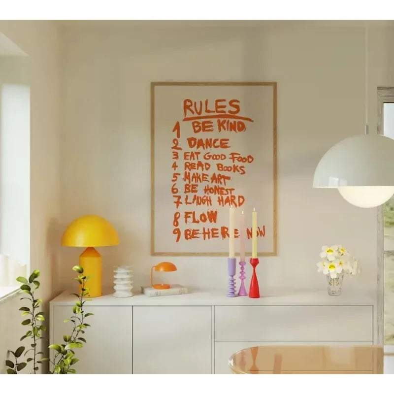 Orange Rule Alphabet Print Canvas Painting Kitchen Gallery Decorative Poster Ideal Gift for Bedroom Frameless Wall Art