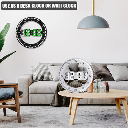 Silent LED Wall Clock Alarm with Calendar for Living Room Home Decoration 3D Digital Circular Luminous