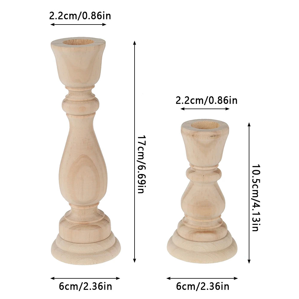 Wood Natural Unfinished Candlesticks Holders Retro Unpainted Classic Craft Creative DIY Candle Holder Home Wedding Decoration