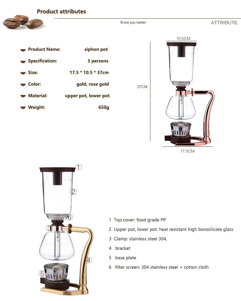 ACACUSS SIPHON COFFEE Maker Set vintage coffee Maker coffee bar decor Art - Coffee Machine Siphonic Distillation Coffee Pot - ACACUSS