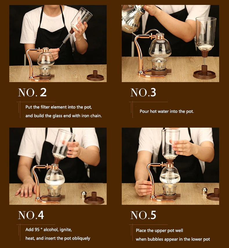 ACACUSS SIPHON COFFEE Maker Set vintage coffee Maker coffee bar decor Art - Coffee Machine Siphonic Distillation Coffee Pot - ACACUSS
