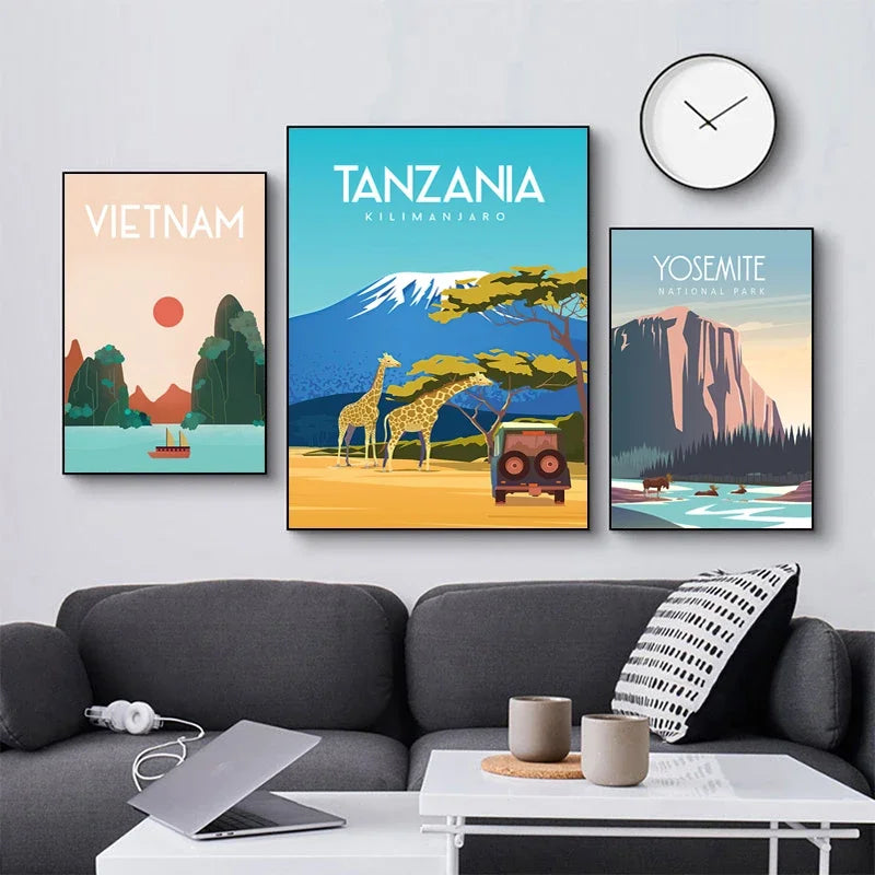 Morocco Landscape Poster Paris New York City Travel Canvas Painting Modern Wall Art Modular Print Pictures Aisle Home Decoration
