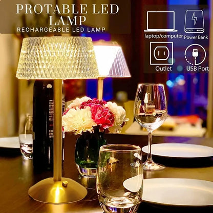 LED Cordless Table Lamp USB Rechargeable Night Light Touch Dimming Desk Lamp Coffee/Bar/Hotel/Bedroom Decor Atmosphere Light