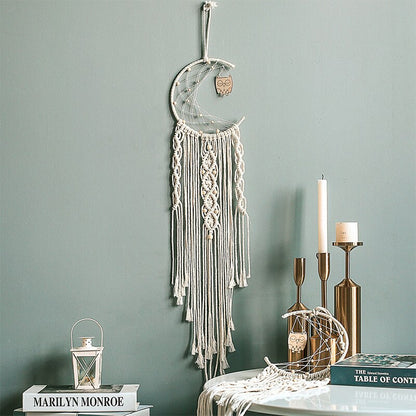 Makramee-Traumfänger, großer Wandbehang, Heimdekoration, Traumfänger, Baumwollseil, Quaste, gewebt, böhmische Wandbehang, Raumdekoration 