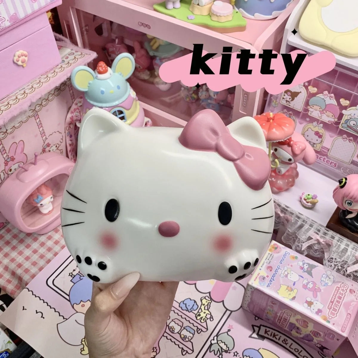 Miniso Kawaii Sanrio Niedliche Hello Kitty Taschentuchbox, Schreibtisch-Aufbewahrung, Cartoon-Kätzchen, multifunktionale dekorative Papier