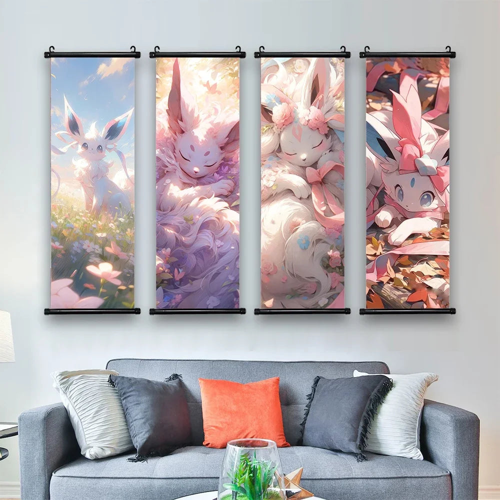 Pikachu P-Pokemon Japanese Anime Eevee Peripheral Poster Modern Room Decoration Picture Charizard Canvas Painting Wall Decor