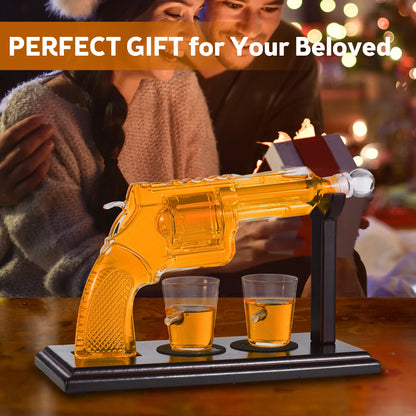 Whiskey Decanter Sets for Unique Whiskey Gifts for Men 8.5 OZ Pistol Shaped Cool Liquor Dispenser for Home Bar Drinking Party