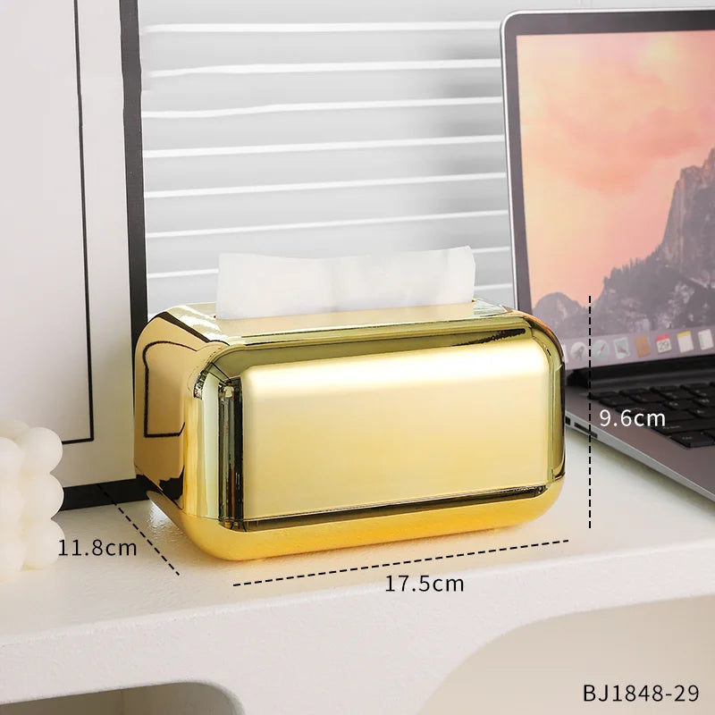 schreibtisch aufbewahrung gold Modische Luxus-Taschentuchbox in Gold-Serie, Aufbewahrung, Serviettenh – acacuss