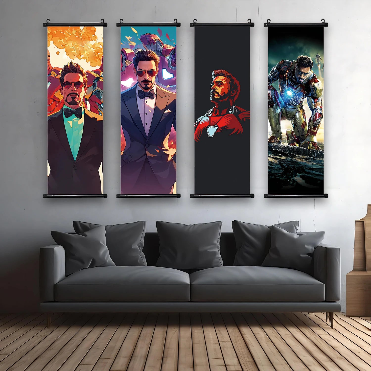 The Avengers Movie Hanging Scroll Poster I-Iron Man Wall Artwork Canvas Painting Print Home Decoration Decor HD Wallpaper Gift