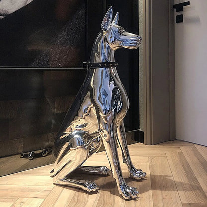 Ornament Dog Animal Living Room Decoration Home Decor Sculpture Doberman Dog Small Size Art Animal Statues Figurine Room