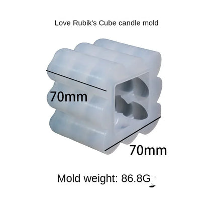 Love Rubik's Cube Aromatherapy Candle Mold DIY Dropping Plaster Baking Mousse Decorative Silicone Mold