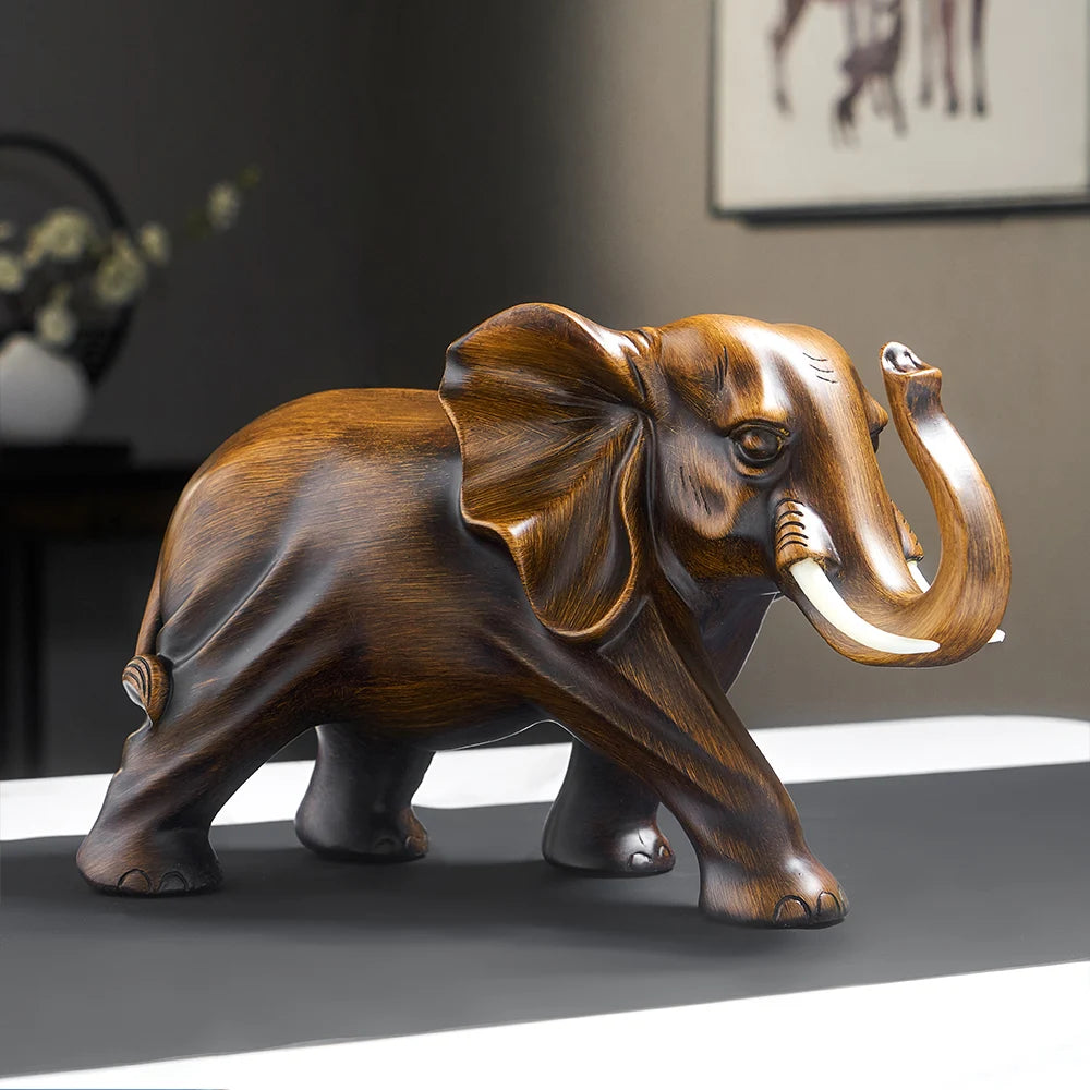 New Classical Style Lucky Elephant Figurine Home Decor Simple Living Room Decorations TV Cabinet Ornament Housewarming Gifts