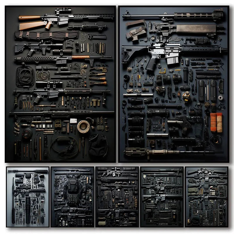 Gun Accessories Posters Wall Art Canvas Painting And Prints Ak-47 Automatic Rifle Interior For Room Home Decor Frameless Gifts